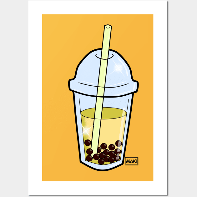 Yellow neon bubbletea Wall Art by MakiArts